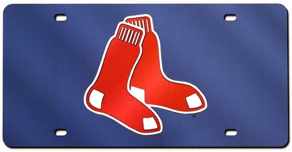 Boston Red Sox "Socks" Logo Navy Mirror Laser License