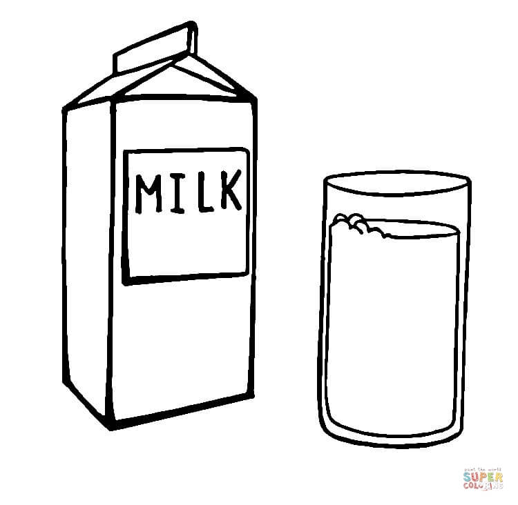 A carton and a glass of milk coloring page | Free Printable ...