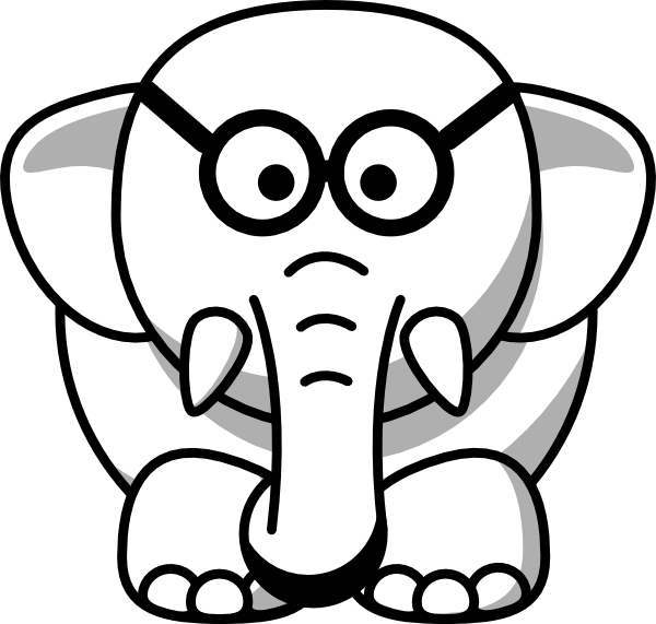 Line Art Elephant In Glasses Clip Art - vector clip ...