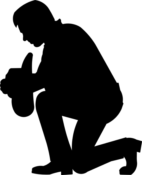 Cowboy Kneeling At Cross Clip Art