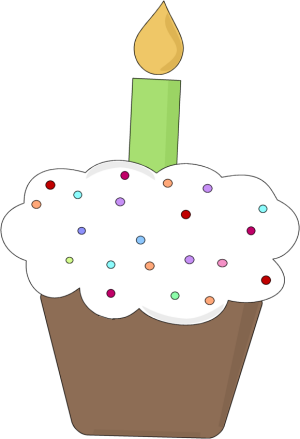 Birthday cupcake with candle clipart