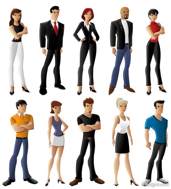 4-Designer | Cartoon white collar characters 02 Vector