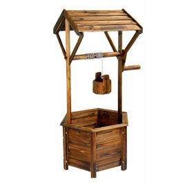 Decorative Wishing Well With Bucket - Wooden - For Garden Or ...