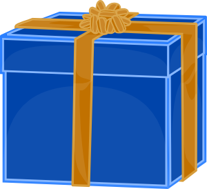 Blue Gift With Golden Ribbon clip art - vector clip art online ...
