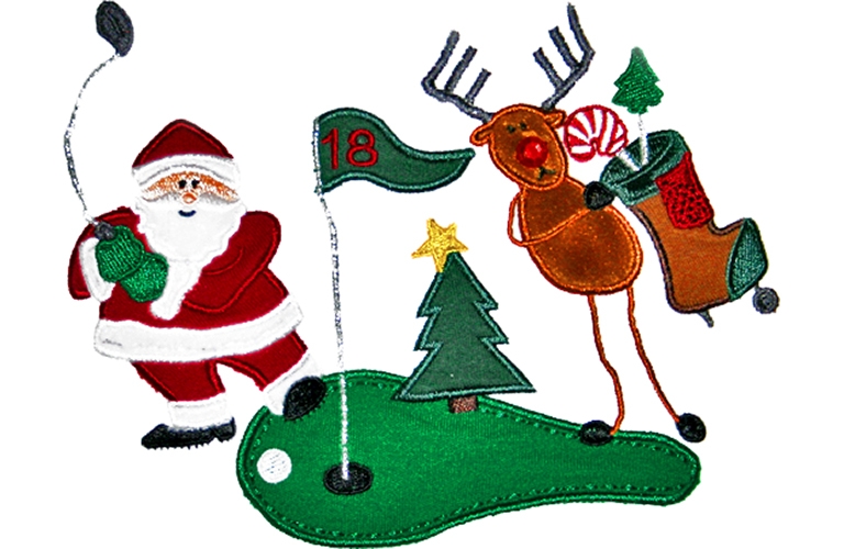 Santa Golfing Clipart