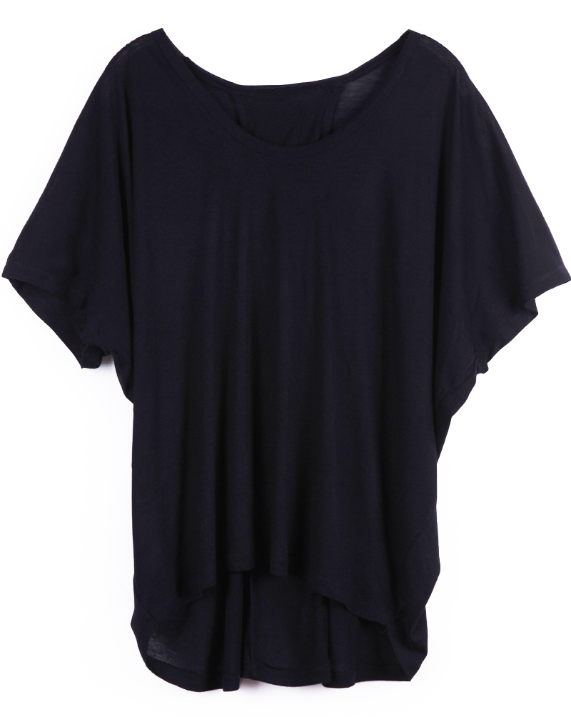 Black Batwing Short Sleeve High Low T-Shirt - Sheinside. - ClipArt Best ...