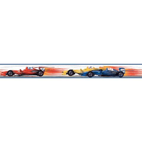 KS2318BD | Blue Trim Race Car Border | TotalWallcovering.Com