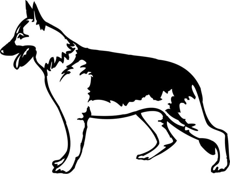 German shepherd black and white clipart