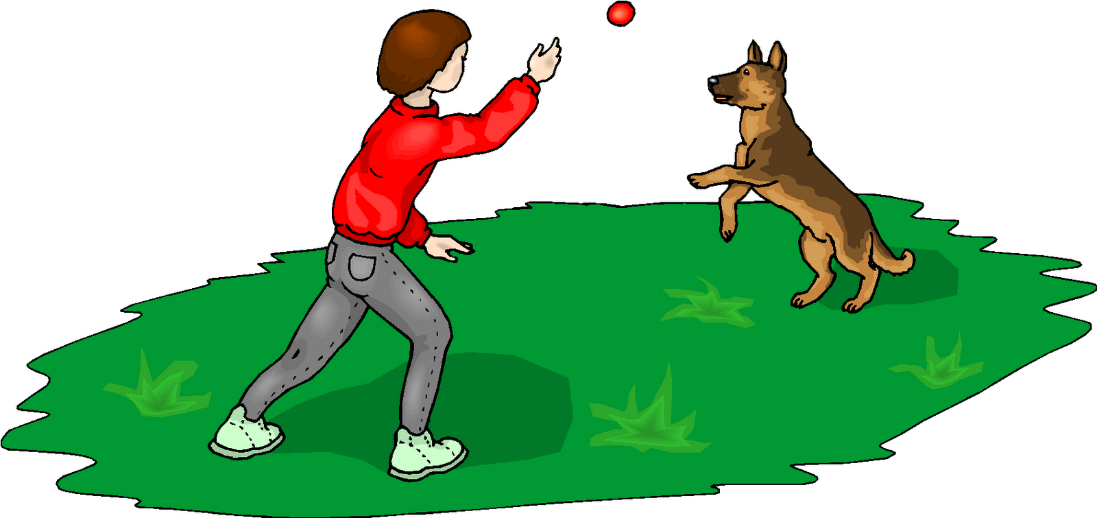 Boy And Dog Playing Clipart