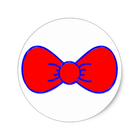 Big Red Bow Cartoon Blue Outline Bright Red Neon Classic Round ...