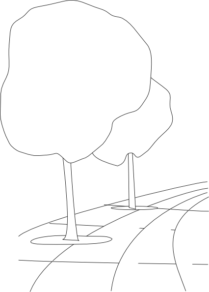 Pavement Street Trees Outline 3d clip art Free Vector