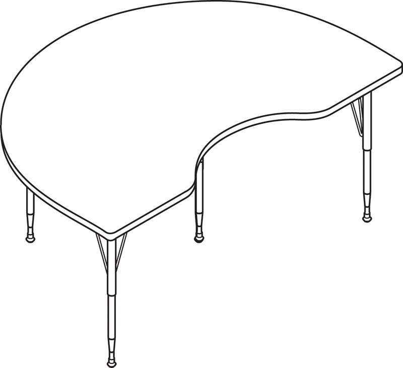 HON Kidney Shape Activity Table with Long Chrome Legs 72in W x 48in D