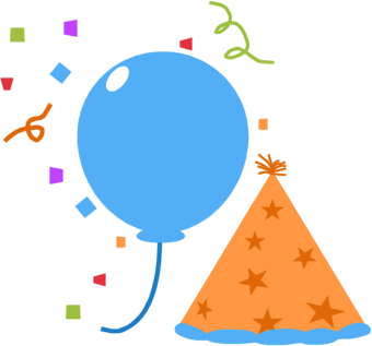 Party Balloon Hat and Confetti Clip Art - Party Balloon Hat and ...
