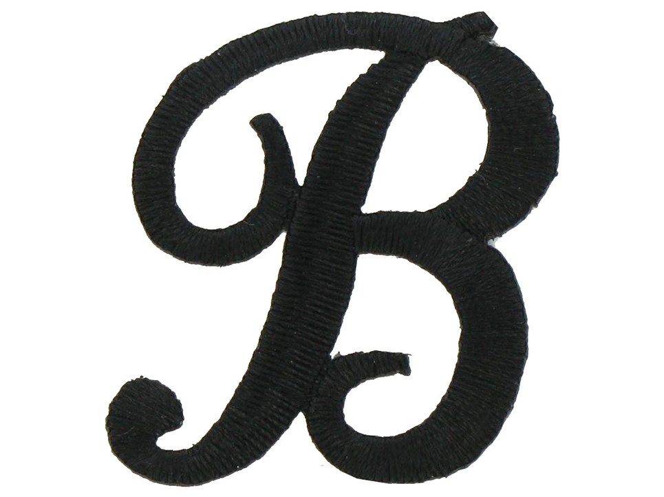 Joy 1 1/2" Black Embroidered Iron-On Script Letter - B | Shop ...