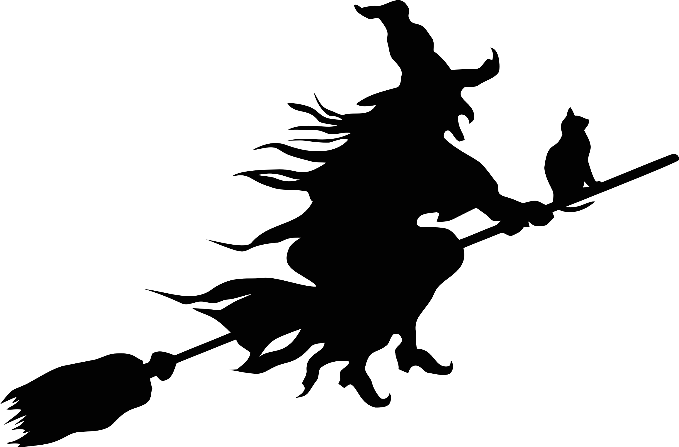 Clipart - Witch Flying Broom Silhouette