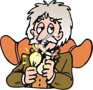 Einstein With a Lightbulb Clip Art Image