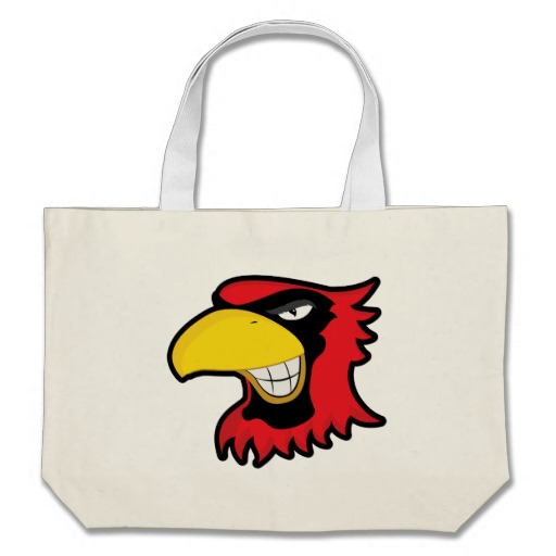 RED BLACK CARDINAL BIRD MASCOT GRAPHIC ATTITUDE CANVAS BAG from ...