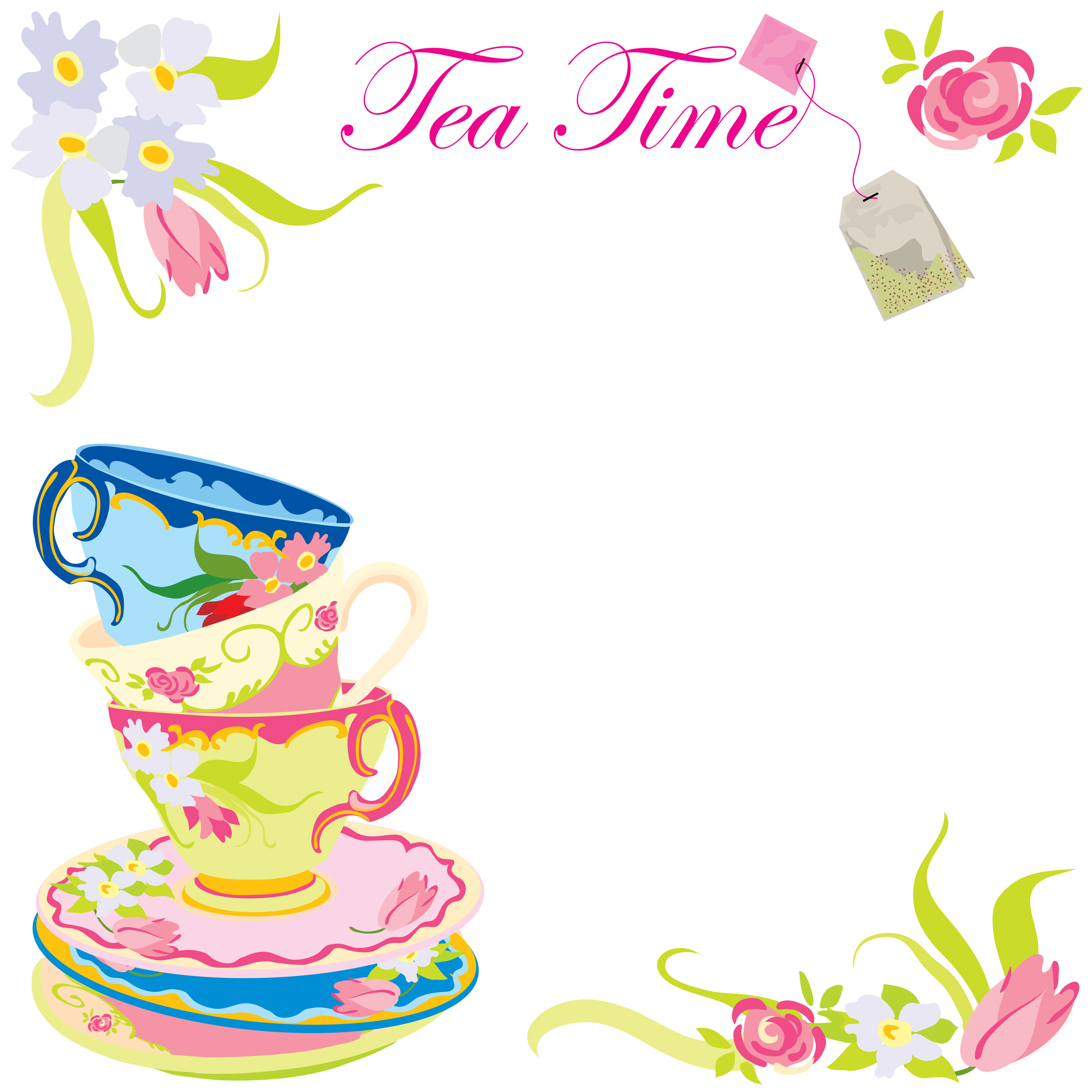 Clipart tea party invitation