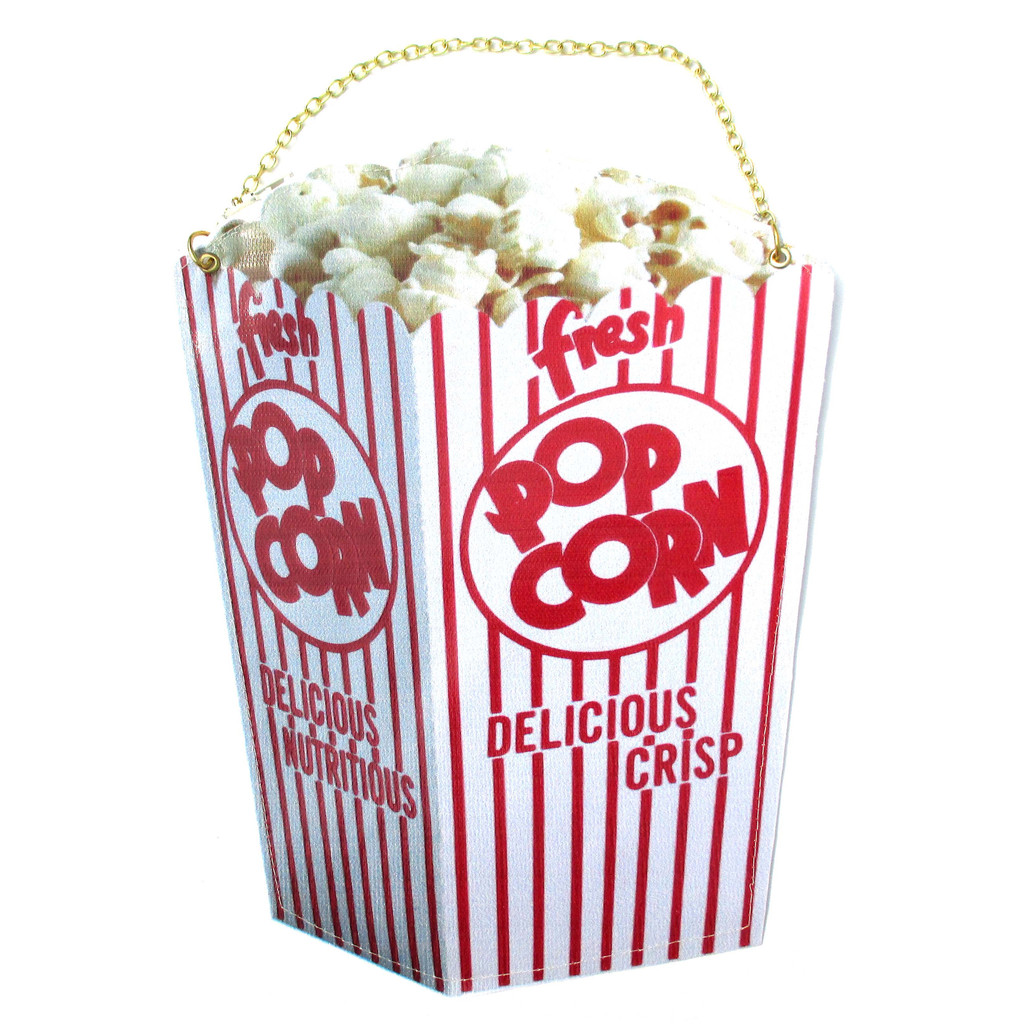 Box of Popcorn Shaped Vinyl Photo Print Cross Body Shoulder Bag ...