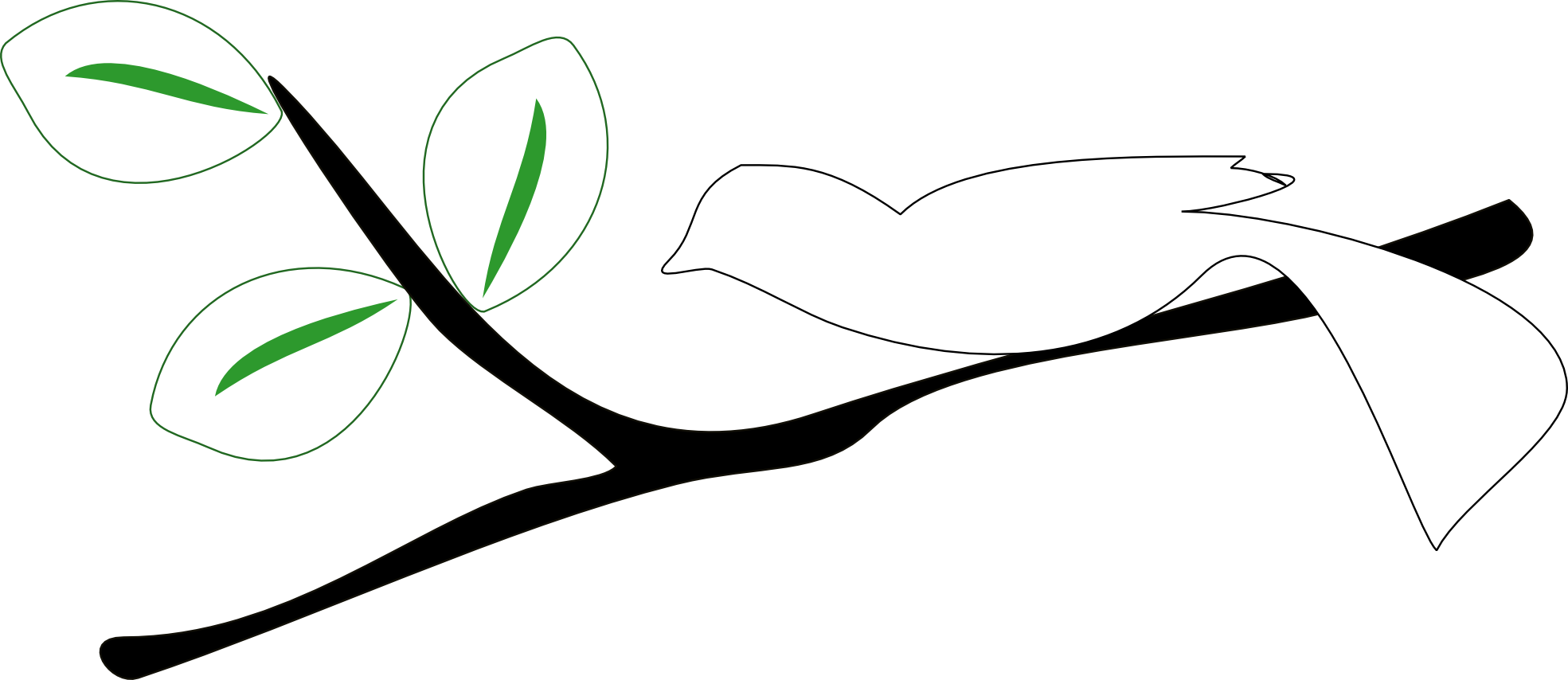 blue bird on a tree branch black white line art ...