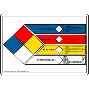 Hazmat: Hazardous Chemical Labels-HAZCHEM-14702 - NFPA Chemical ...
