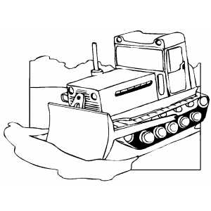 Bulldozer Moving Ground Coloring Page
