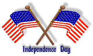 Patriotic clip art of crossed American flags with Independence Day ...