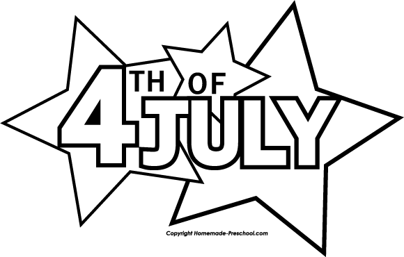 4th of july black and white clipart