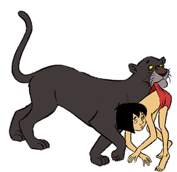 Disney The Jungle Book Bagheera, Akela and Mowgli Clipart - Disney ...