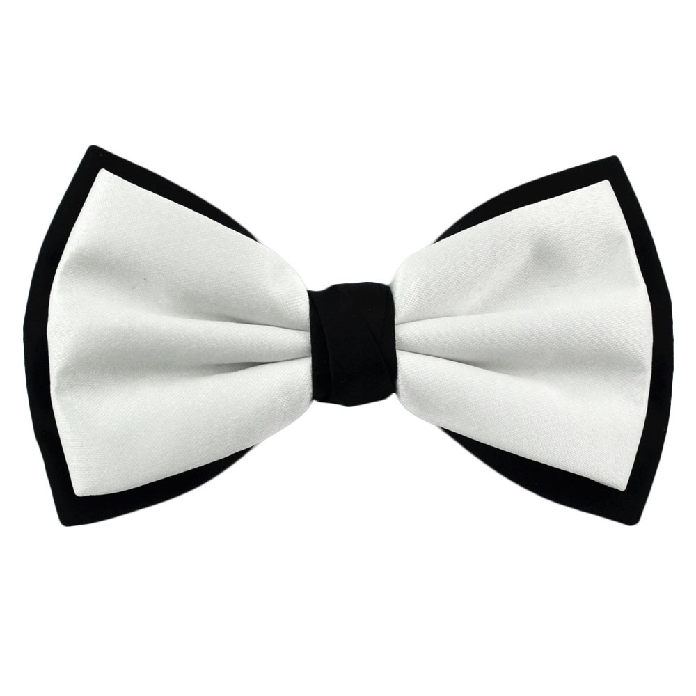 Bow Ties Ties Planet White Black Double Coloured Bow Tie