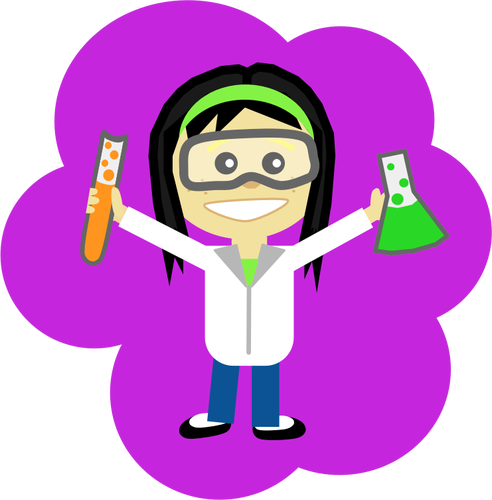 Vector image of cartoon science girl | Public domain vectors