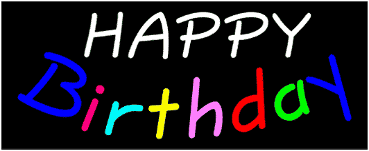 NEON WINDOW & WALL BUSINESS SIGNS - WHITE HAPPY / BIRTHDAY BLUE ...