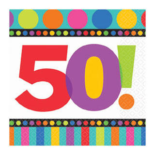 Happy 50th Birthday Beverage Napkins 16 Count - Party Galaxy