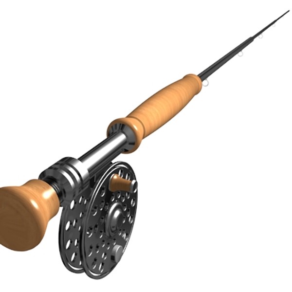 fly fishing rod reel 3d max