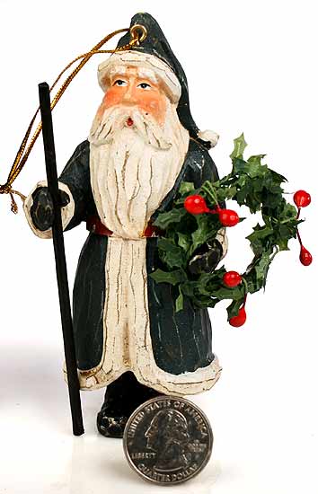 Set of 3 Primitive Old World Santa Ornaments - Christmas Holiday ...