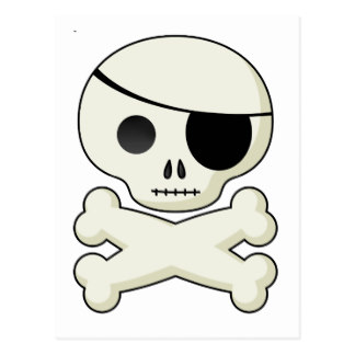 Skull With Eye Patch Postcards | Zazzle