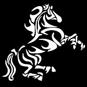 Tribal Unicorn Tattoo On Black Background stock vector art ...