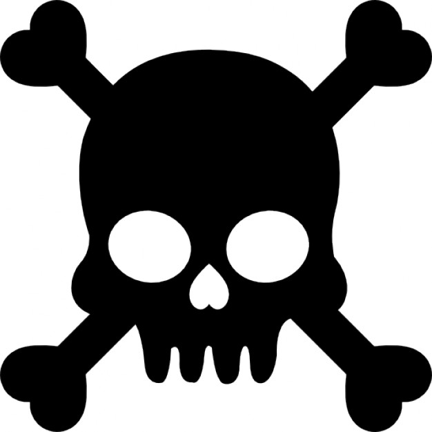 Human skull with crossed bones silhouette Icons | Free Download