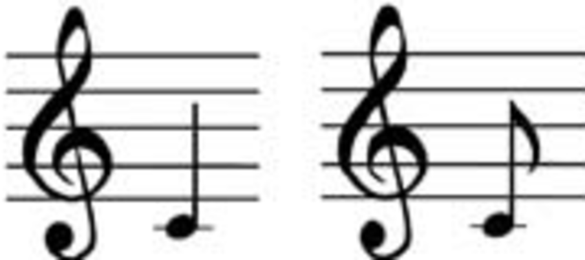 A crochet of middle C is a note (left), and a quaver of middle ...