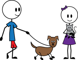 Walk dog stickfigure clipart