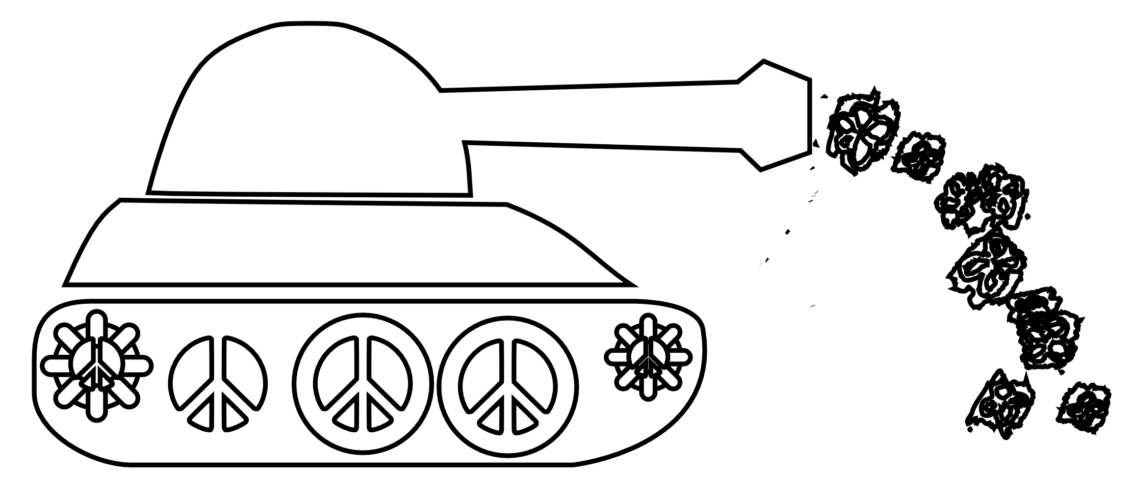 Peace Tank Black White Line Art Flower Christmas Xmas Peace on ...