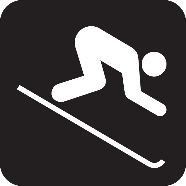 Down Hill Skiing Black Clip Art - vector clip art ...