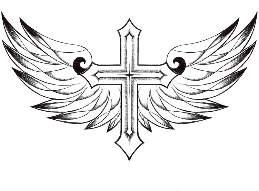 Cross with Wings Wallpaper