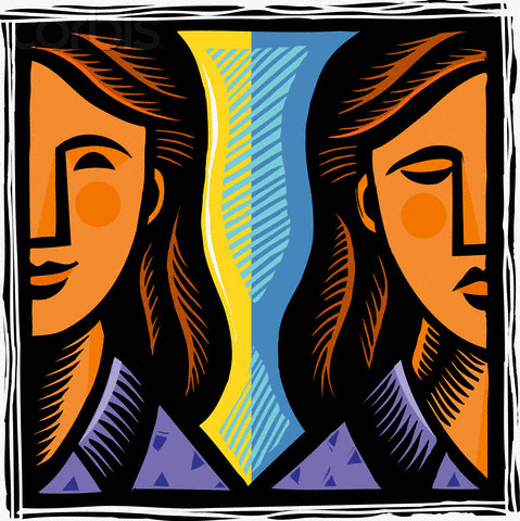 Woman With Sad And Happy Face