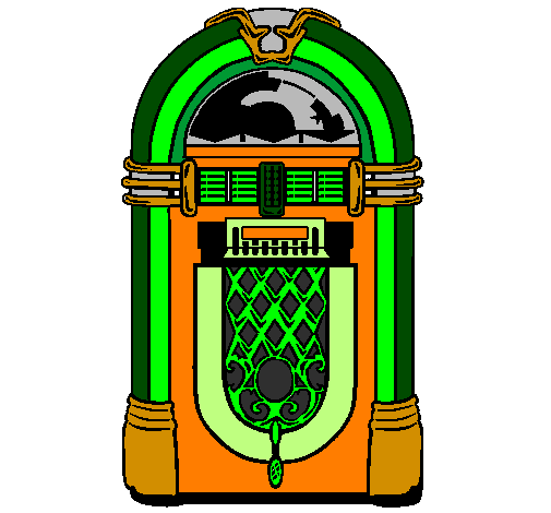Colored page 1950s jukebox painted by ashley