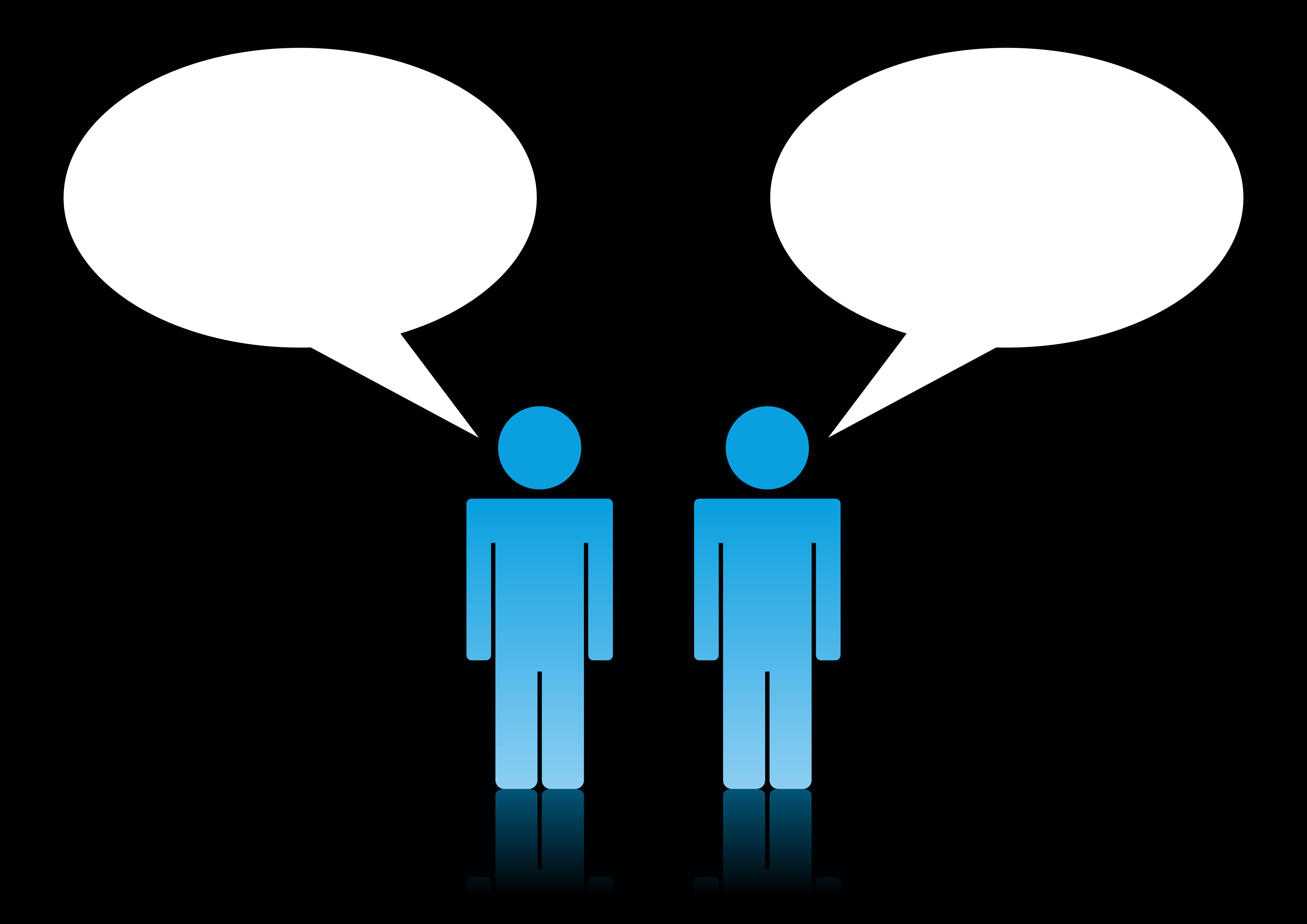 Two people talking with Bubbles