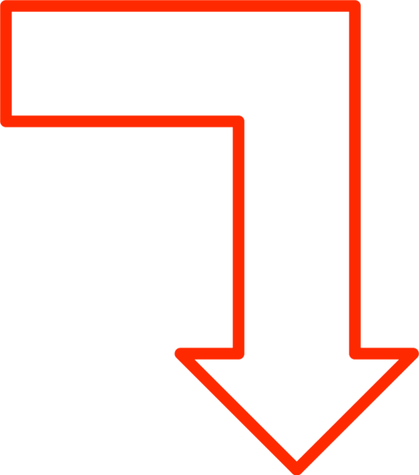 L Shape Arrow Pointing Down - vector Clip Art