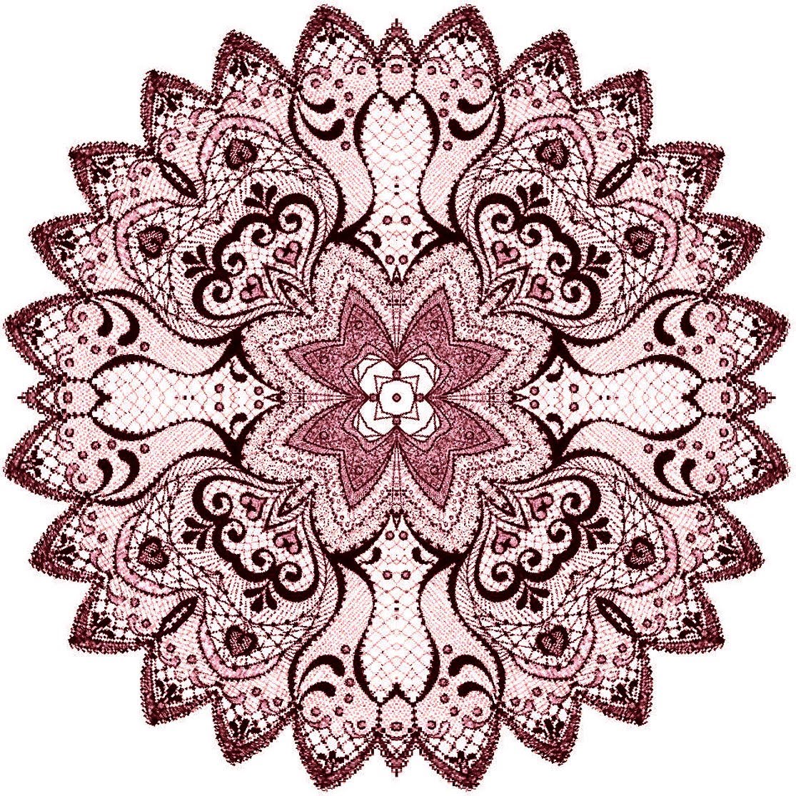 ArtbyJean - Images of Lace: Maroon pen and ink doylie