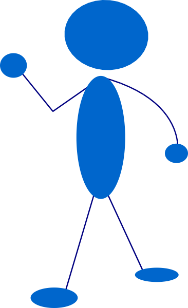 Waving Blue Stick Man clip art Free Vector