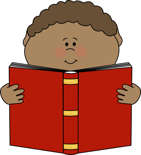Boy reading books clipart